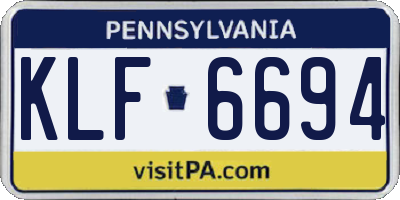 PA license plate KLF6694