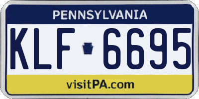 PA license plate KLF6695