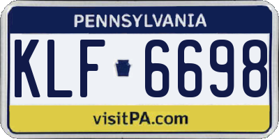 PA license plate KLF6698