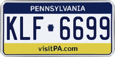 PA license plate KLF6699