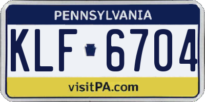 PA license plate KLF6704