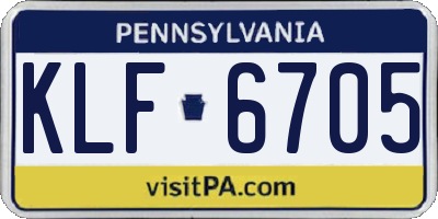 PA license plate KLF6705
