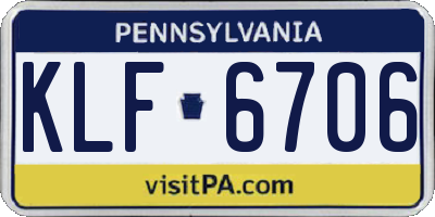 PA license plate KLF6706