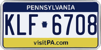 PA license plate KLF6708