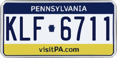 PA license plate KLF6711