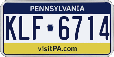 PA license plate KLF6714