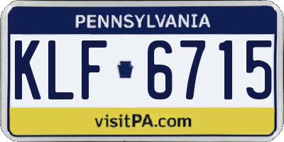 PA license plate KLF6715