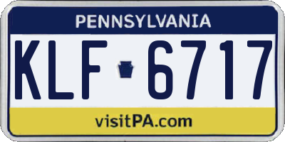 PA license plate KLF6717