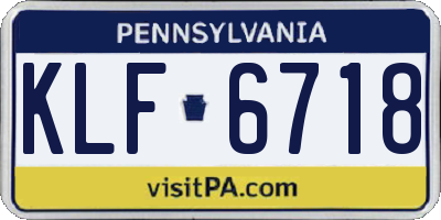 PA license plate KLF6718