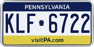 PA license plate KLF6722