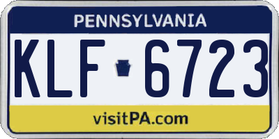 PA license plate KLF6723