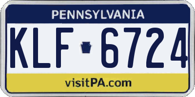 PA license plate KLF6724