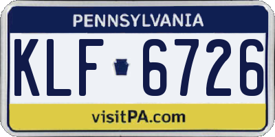 PA license plate KLF6726