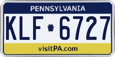 PA license plate KLF6727