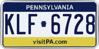 PA license plate KLF6728