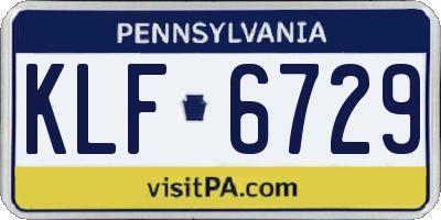PA license plate KLF6729