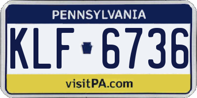 PA license plate KLF6736