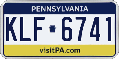 PA license plate KLF6741