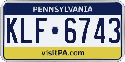 PA license plate KLF6743