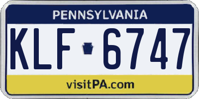 PA license plate KLF6747