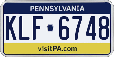 PA license plate KLF6748