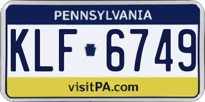 PA license plate KLF6749