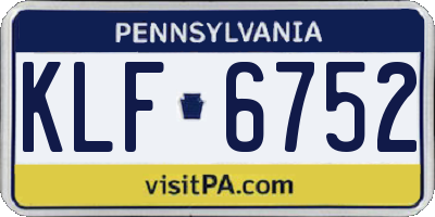 PA license plate KLF6752