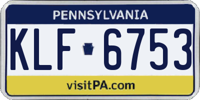 PA license plate KLF6753