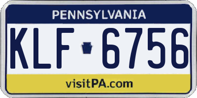 PA license plate KLF6756