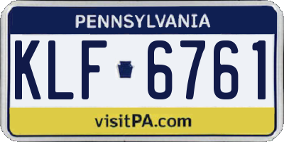 PA license plate KLF6761