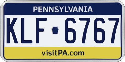 PA license plate KLF6767