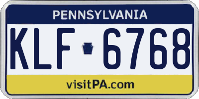 PA license plate KLF6768