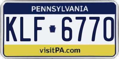 PA license plate KLF6770