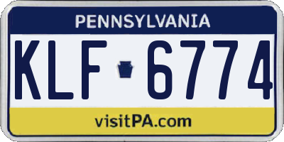 PA license plate KLF6774