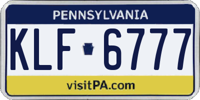 PA license plate KLF6777