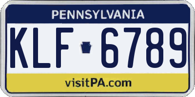 PA license plate KLF6789