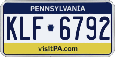 PA license plate KLF6792