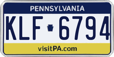 PA license plate KLF6794