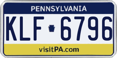 PA license plate KLF6796