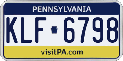 PA license plate KLF6798