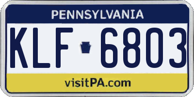 PA license plate KLF6803