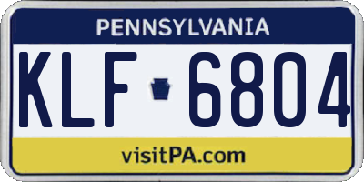 PA license plate KLF6804