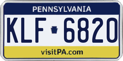 PA license plate KLF6820