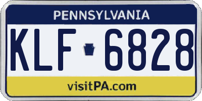 PA license plate KLF6828