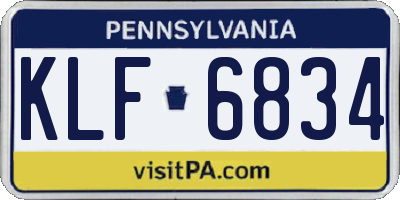 PA license plate KLF6834