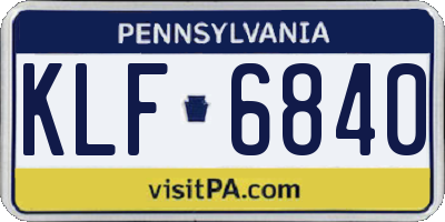 PA license plate KLF6840