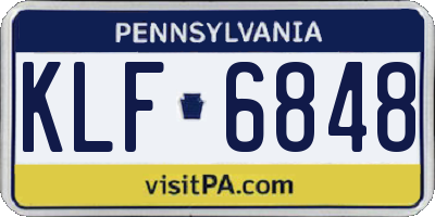 PA license plate KLF6848