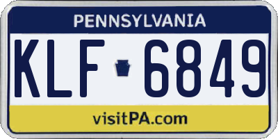 PA license plate KLF6849