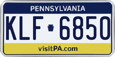 PA license plate KLF6850