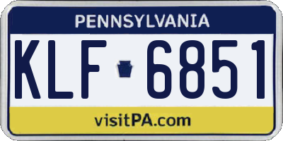PA license plate KLF6851